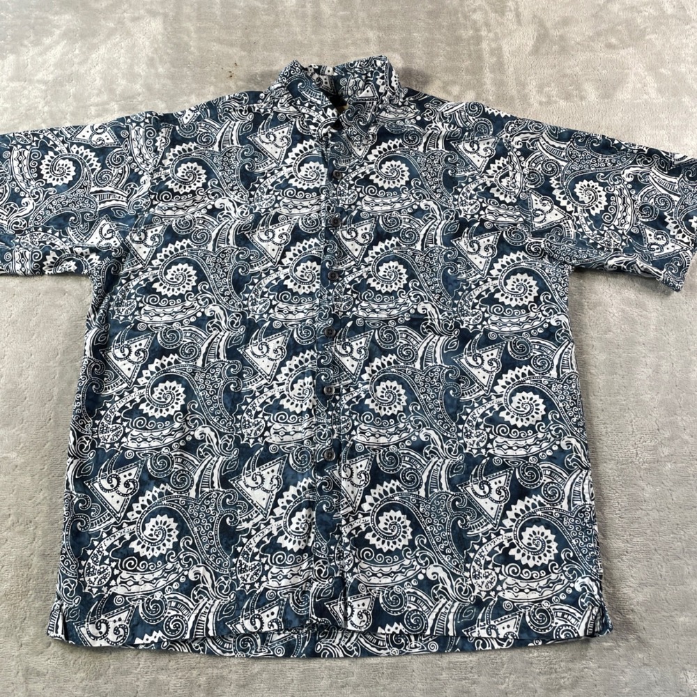 Johari West Shirt Mens XL Blue‎ Paisley Preppy Maximalist Luxury Resort